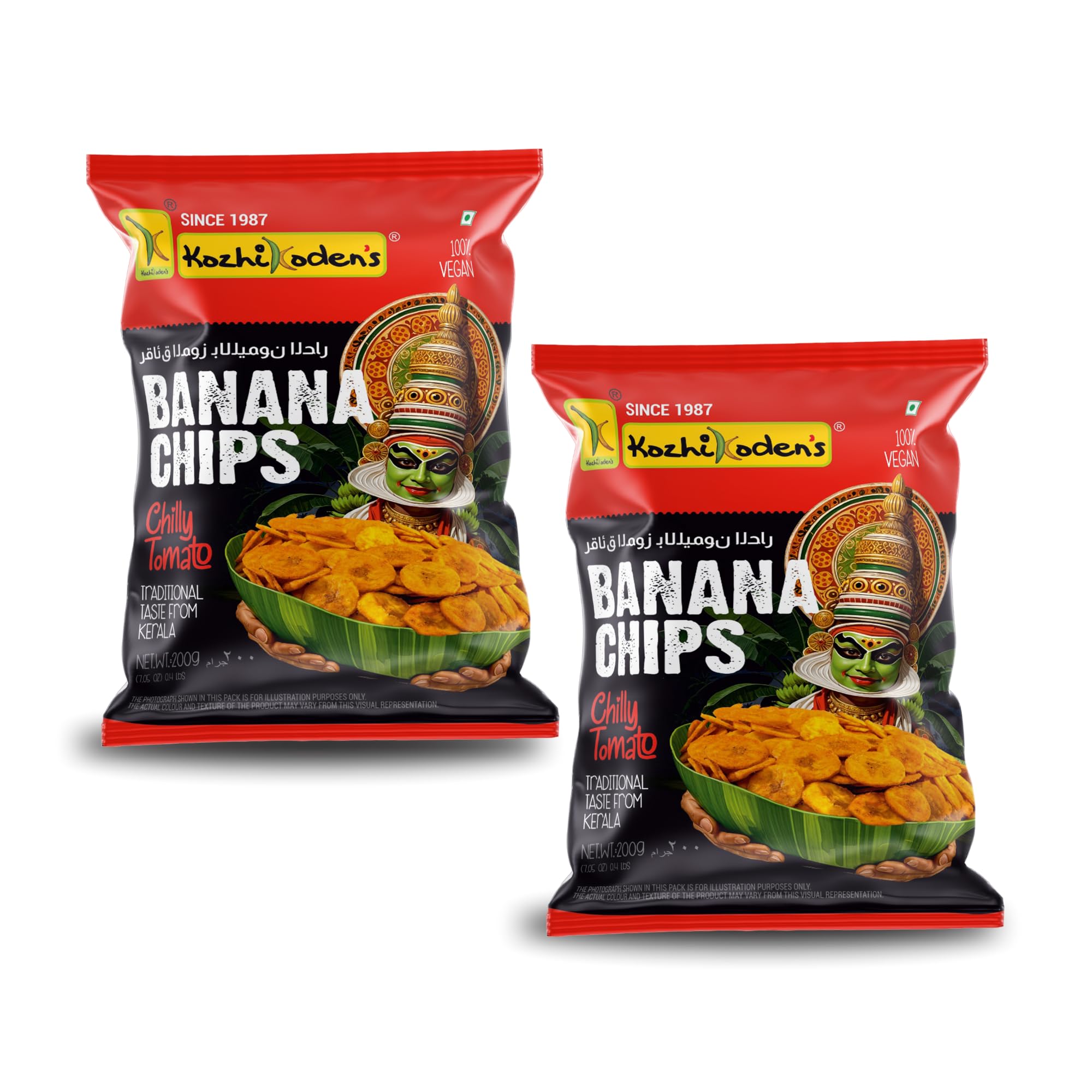 KOZHIKODEN'S Chilli Tomato Banana Chips | 400g (200g x 2 Packs